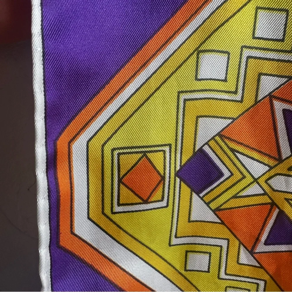 Vintage Made In Japan Purple Gold Geometric Skinny Scarf Retro 70s‎ Psychedelic